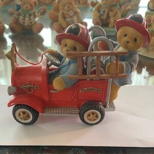 Cherished Teddies Red Fire Truck with Teddy Bears